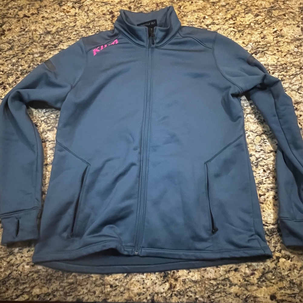 Klim Women XL Full Zip Mid Layer Jacket Gray Pink Logo Thumbholes Performance